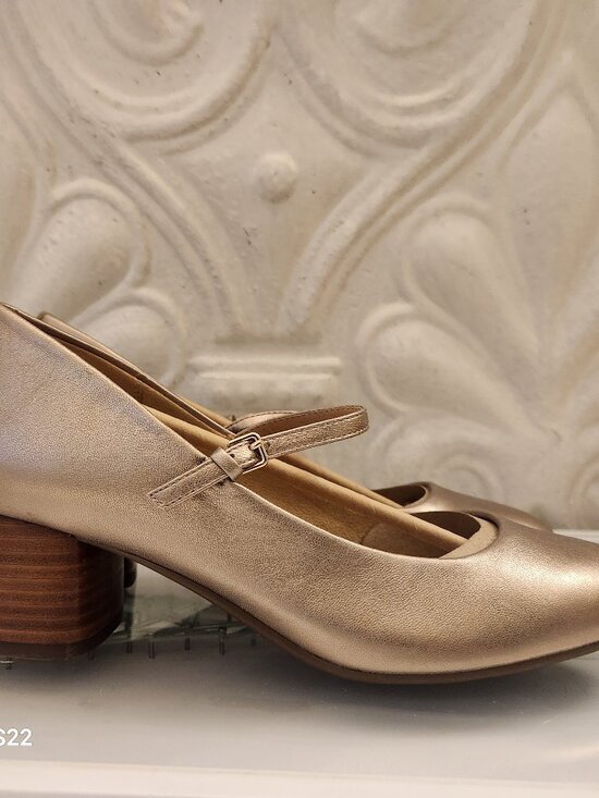 Earth Shoes - Earth Metallic Gold Mary Jane Block Heel Pumps